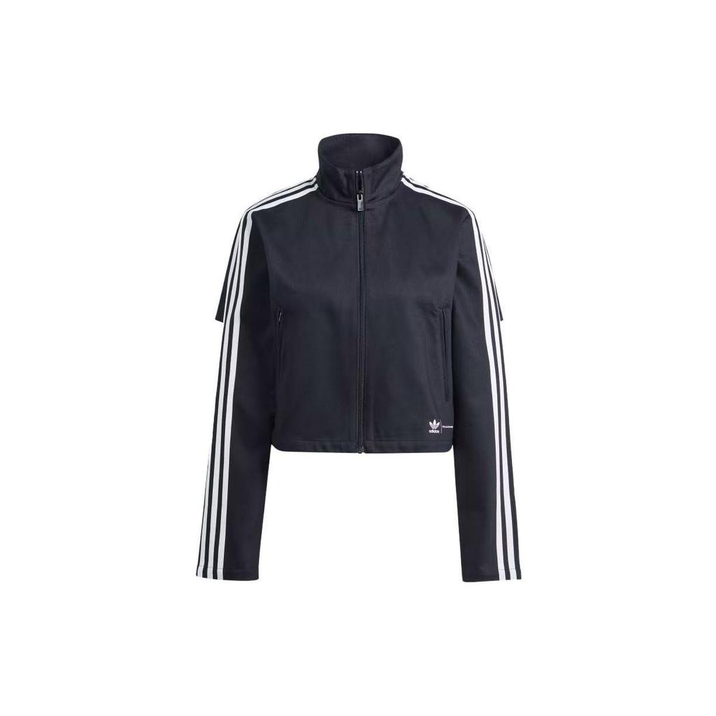 adidas Женская укороченная спортивная куртка Originals с 3 полосками, черная IM4326