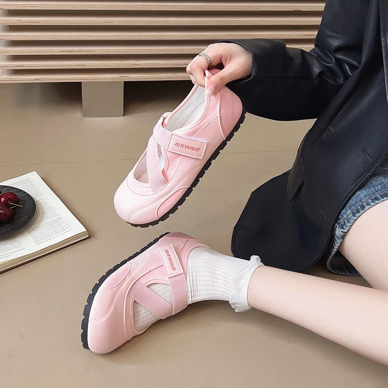 Velcro German Training Shoes Women's 2025 Summer New Korean Version Casual Shoes Hollow Ballet Breathable Thin Lightweight Women's Shoes