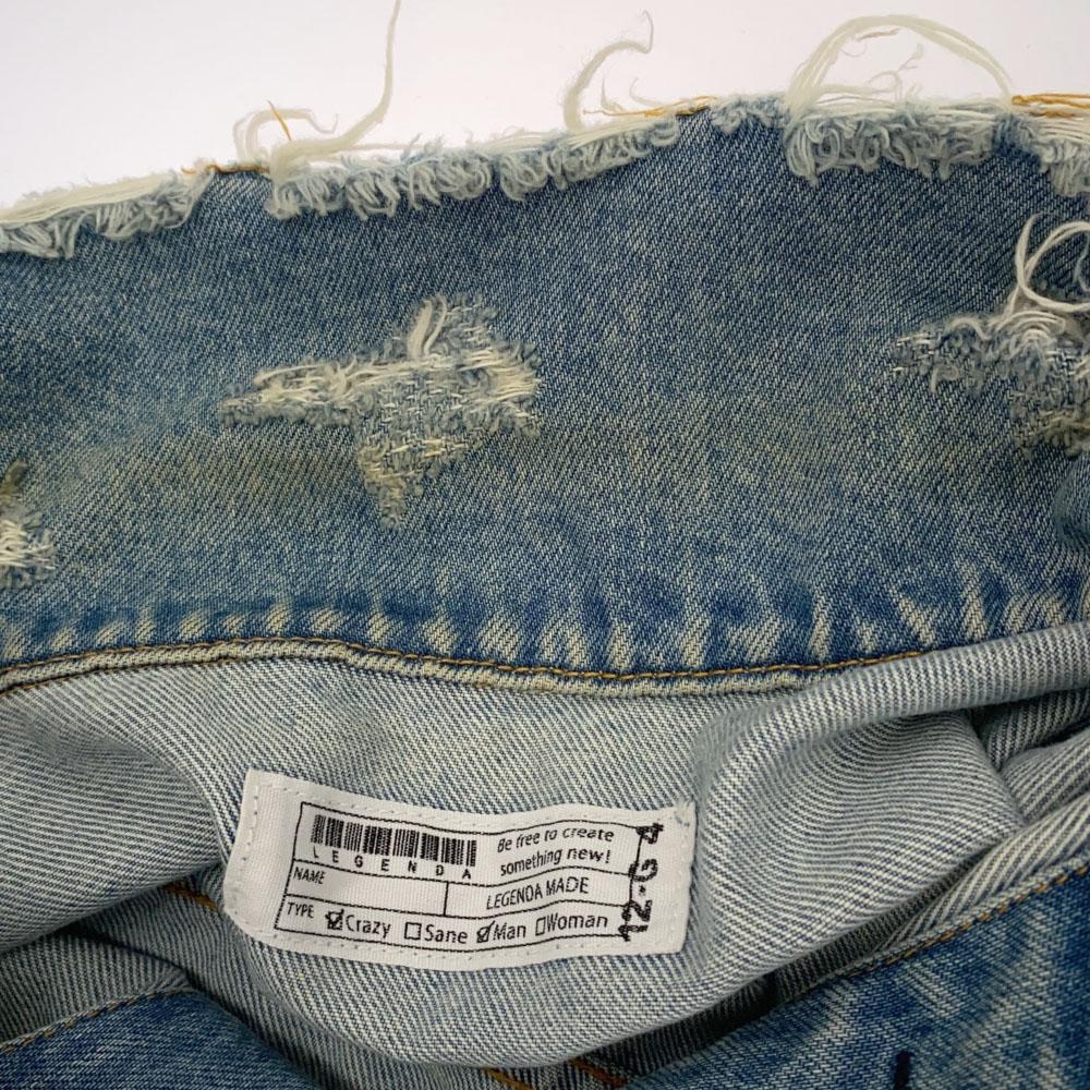 LEGENDA Цветочная обработка Повреждения Джинсовая куртка M джинсы Мужская Б/У