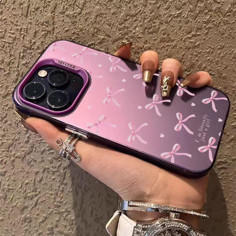 Чехол для телефона с дизайном 'Сердце и Бант' Для iPhone 16 Pro Max 15 14 13 12 11 XS X XR 7 8 Plus SE 2022 Ударопрочный Матовый Жесткий Задний Чехол