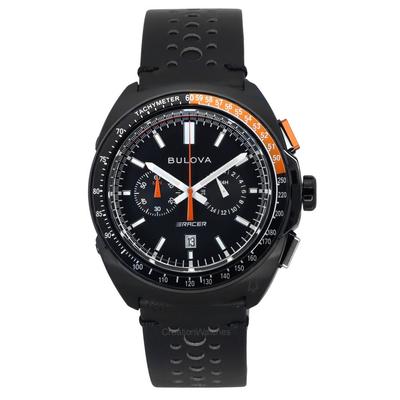 Racer Chronograph кожаный ремешок черный циферблат кварцевые часы 98B428 100M мужские часы