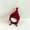 Cute Baby Winter Ear Protection Cap Solid Color Pompom Knitted Lacing Hat Windproof Warm Infant Toddler Earmuffs Beanie
