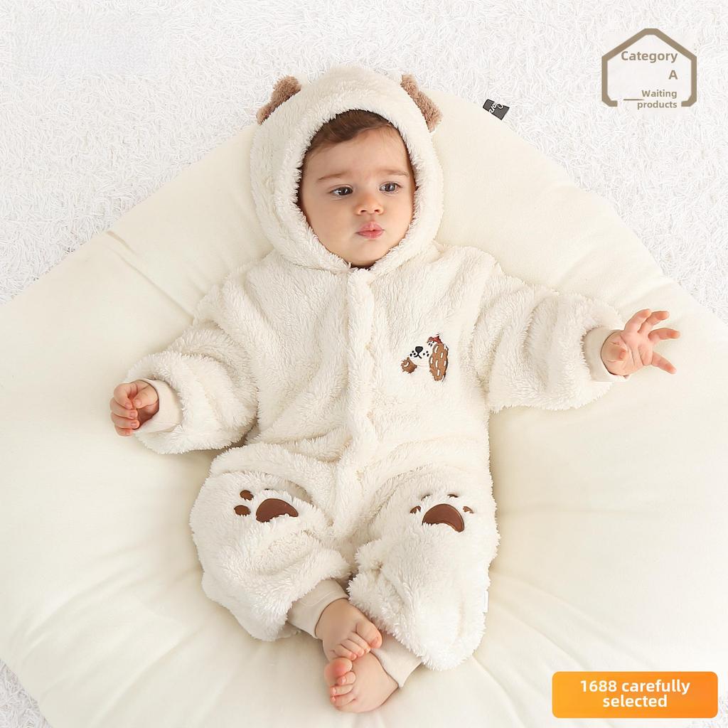 Детские комбинезоны премиум-класса: Универсальные домашние вещи и наряды, двухсторонние флисовые комбинезоны с капюшоном 3D на весну и осень.