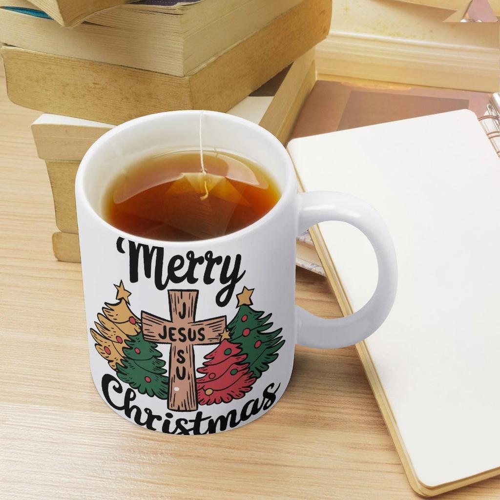 1pc 11oz Blank Ceramic Mug, Double-sided Printed Drink Cup for Home Office, Sturdy Handle, Smooth Finish, Practical for Daily Coffee Lovers