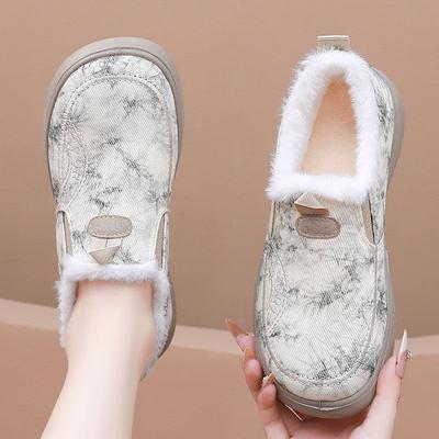 Женские зимние ботинки, осенние, новые, с плюшевой внутренней подкладкой, женские тканевые туфли в стиле ретро, на низком каблуке, вышитые ботинки в национальном стиле