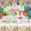 Cute Plastic Easter Tablecloth Rabbit 137*274cm Table Cover Bronzing Disposable Tablecloths Party Supplies