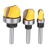 3PCS Cutter Router Bit 14 Inch Shank Round Bottom Woodworking Milling Cutter Router Bit Set