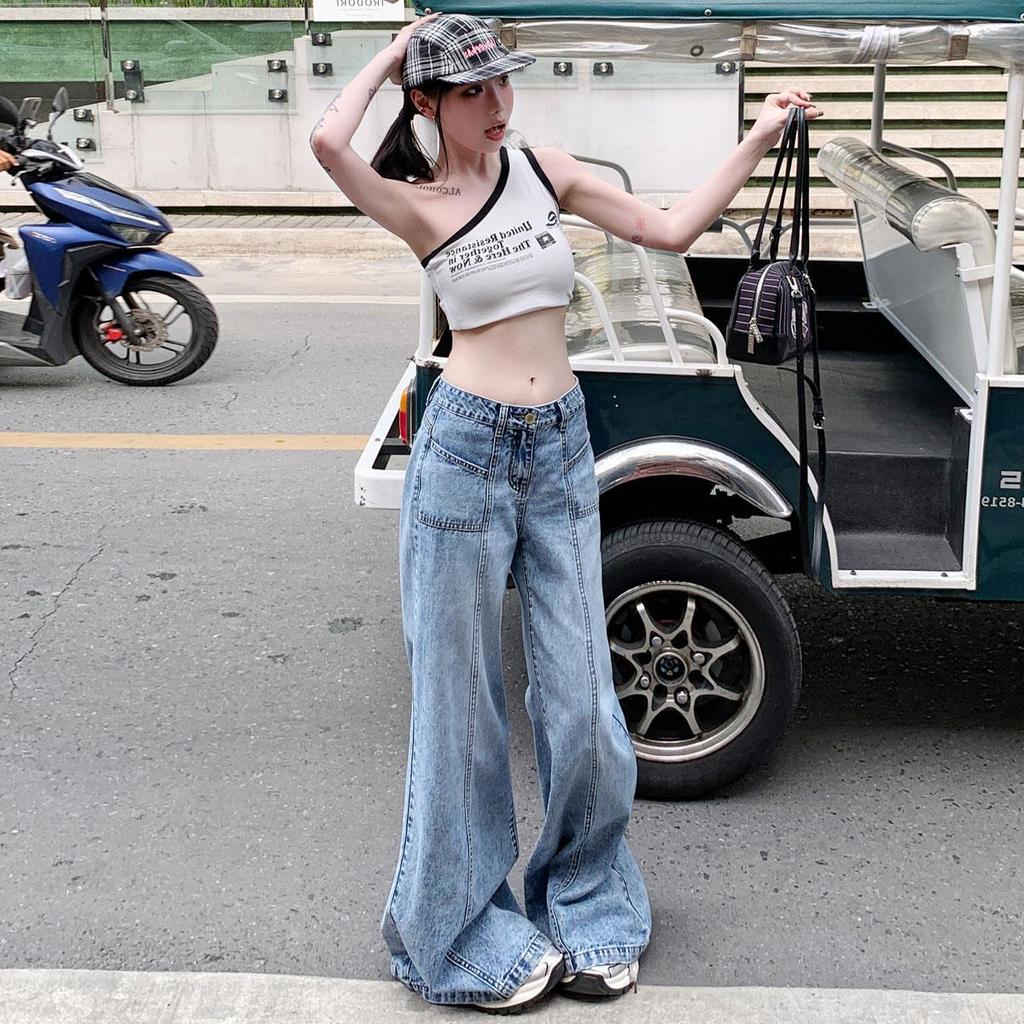 New Autumn Women's Mid-Low Waist Wide Leg Slimming Flared Jeans