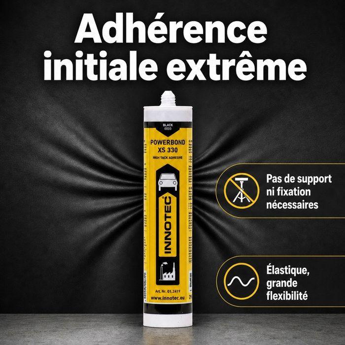 Mastic colle en cartouche - INNOTEC - 290 ml - Noir - Résistant UV & eau - Adhérence multi-matériaux