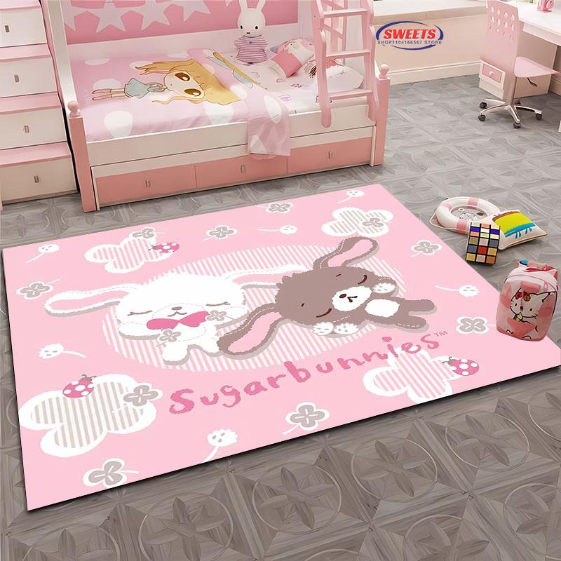 3D HD Милые Кролики Мультяшный Ковер, Коврик для Гостиной Тапете для Спальни Диван Кухня Придверный Коврик Декор, Детский Нескользящий Напольный Коврик
