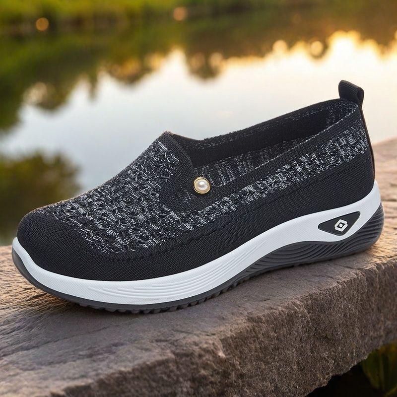 Новые летние ажурные женские туфли из ткани, нескользящие, сетчатые, дышащие, повседневные туфли для людей среднего и пожилого возраста