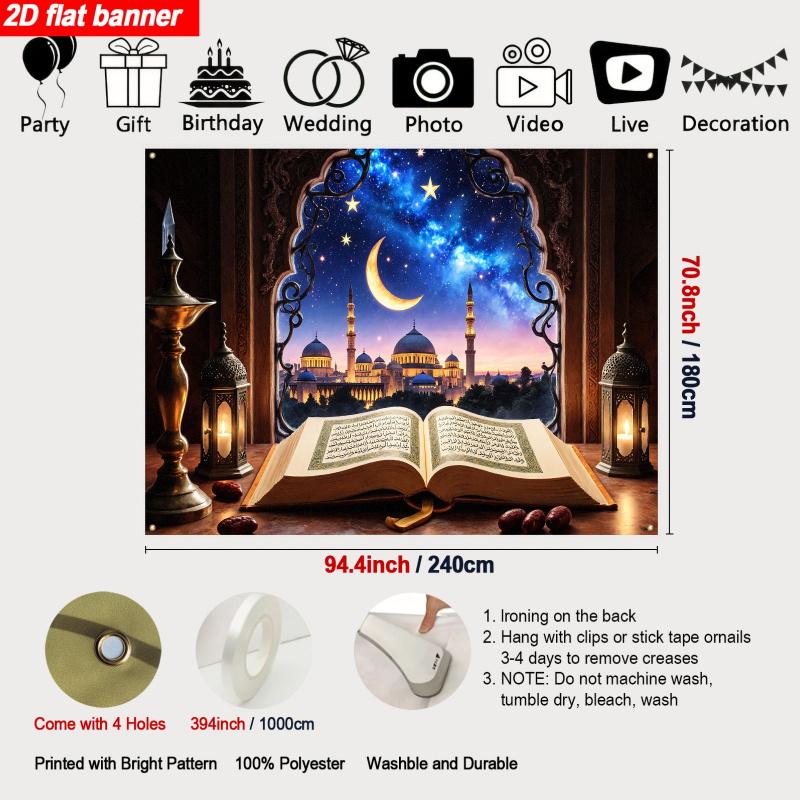 Ramadan Quran Tapestry Starry Sky Mosque Muslim Festival Living Room Sofa Background Wall Room Decoration