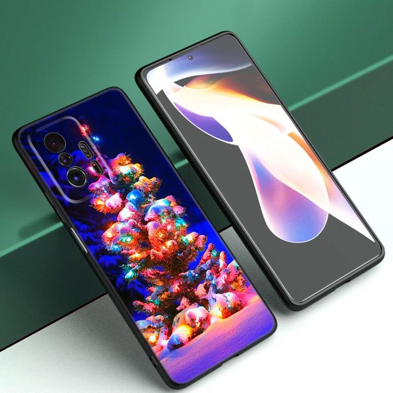 Снежный С Рождеством Чехол для телефона для Xiaomi Mi 10T 11i 11T Note 10 11 Lite NE F1 POCO F3 M3 X3 GT NFC M4 X4 Pro 5G Черная крышка