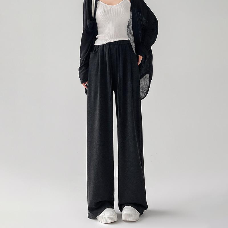 Широкие брюки женские весенне-осенние клейкие рисовые брюки свободные ленивые повседневные брюки с высокой талией корейская уличная одежда