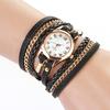 Women Vintage Multilayer Faux Leather Alloy Braided Bracelet Wrist Watch Jewelry