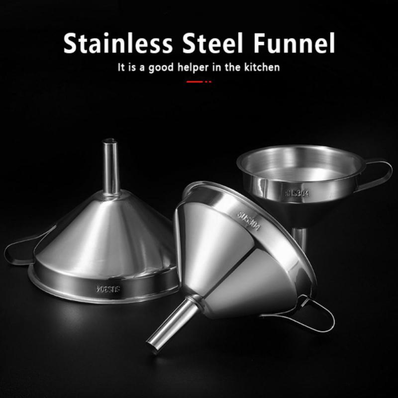Stainless Steel Funnel Kitchen Oil Liquid Funnel Metal Funnel with Detachable Filter Wide Mouth Funnel for Canning Kitchen Tools