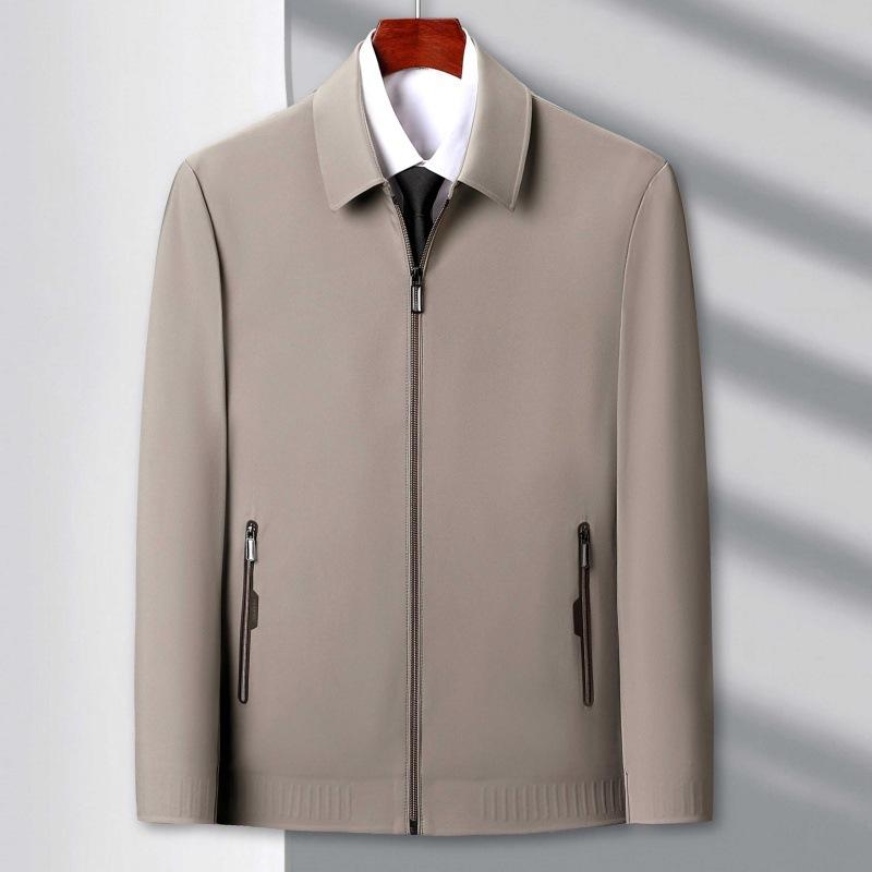High-end Mulberry Silk Lapel Jacket for Men Spring and Autumn New Business Casual Middle-aged Dad Wear Thin Jacket Jacket