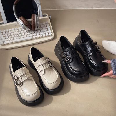 Маленькая платформа-маффин женские весенние новые универсальные туфли-одиночки в стиле ретро, кэжуал, британский, с круглым носком