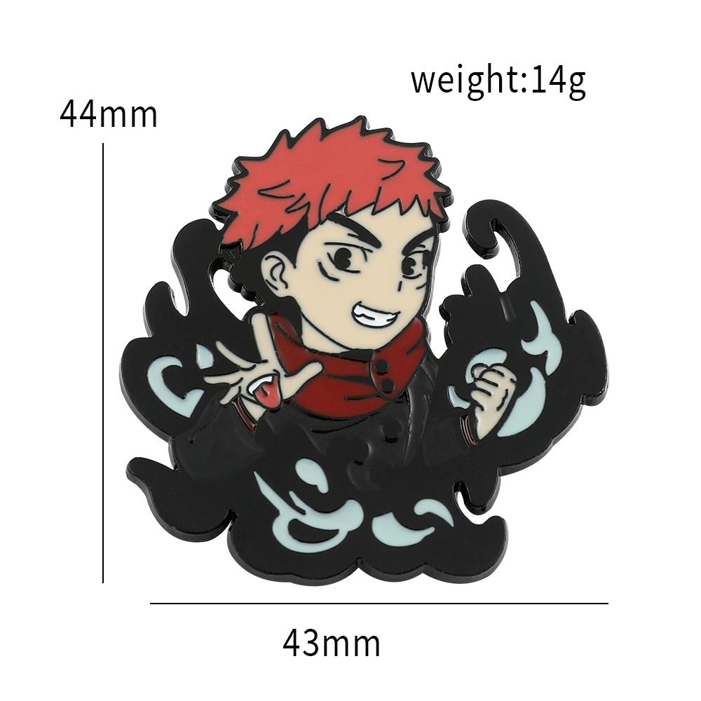 Anime Jujutsu Kaisen Enamel Badges with Chain Gojo Satoru Brooch Itadori Yuji Pins Geto Suguru Badge for Backpack Clothing Lapel
