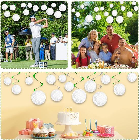 48 шт. Украшения для вечеринки в стиле гольфа, подвесные спирали, принадлежности для вечеринки на тему гольфа, вырезки с изображением гольфа и спорта на день рождения, фольгированные ленты, подвесные спирали на стену и потолок