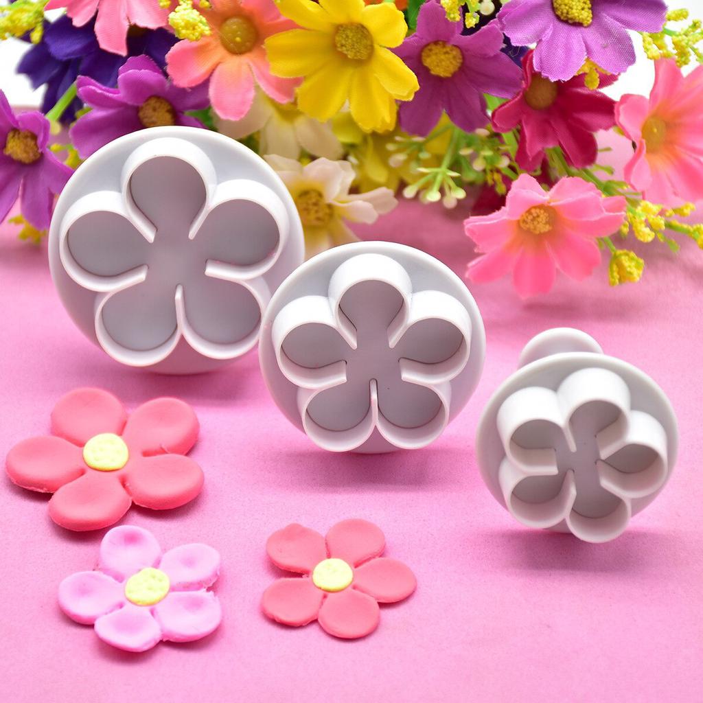 1Pcs Flower Plunger Cookie Cutter DIY Blossom Flower Cake Fondant Mold Plastic Cake Decorating Tools Baking Accessories