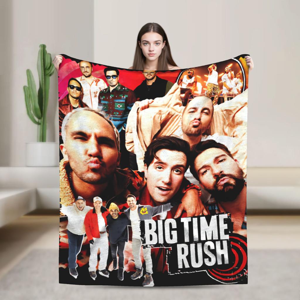 Big Time Rush Band  Flannel Blanket Winter  Super Soft Throw Blanket for Girls Boys Outdoor Funny Bedspread Sofa Bed Cover