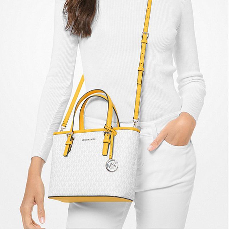 Michael Kors Mk Jet Set Подвеска с монограммным логотипом Кожаная сумка-тоут для работы и покупок Мини-сумка через плечо Женская сумка-тоут 35T9STVT0B-CITRUS-MULTI