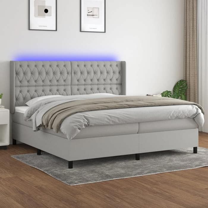 Maison Exclusive - Sommier à lattes de lit matelas LED Gris clair 200x200 cm Tissu