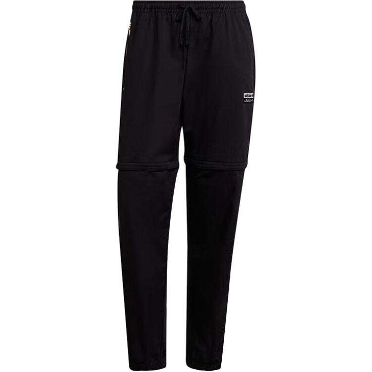 Adidas Originals Trefoil Solid Color Straight Leg Pants with Detachable Drawstring Men Casual Pants Black H11463