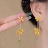 Французские креативные серьги с длинными кисточками и желтыми цветами, геометрические вечерние серьги, женские украшения