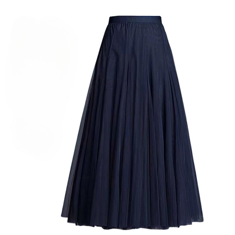 Женская юбка, длинная юбка-качели, тонкая юбка феи с высокой талией до середины тела, танцевальная сетчатая юбка