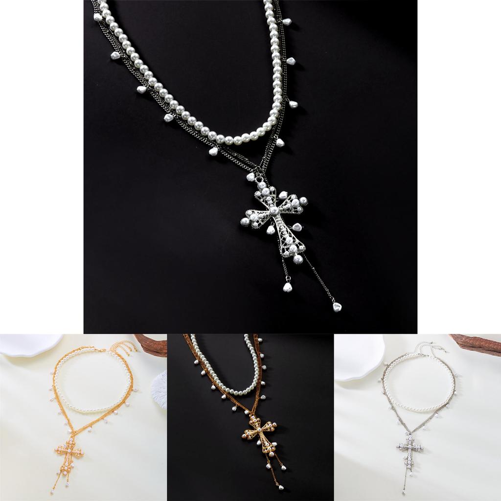 Барочное ожерелье с крестом и жемчугом для любителей винтажных украшений