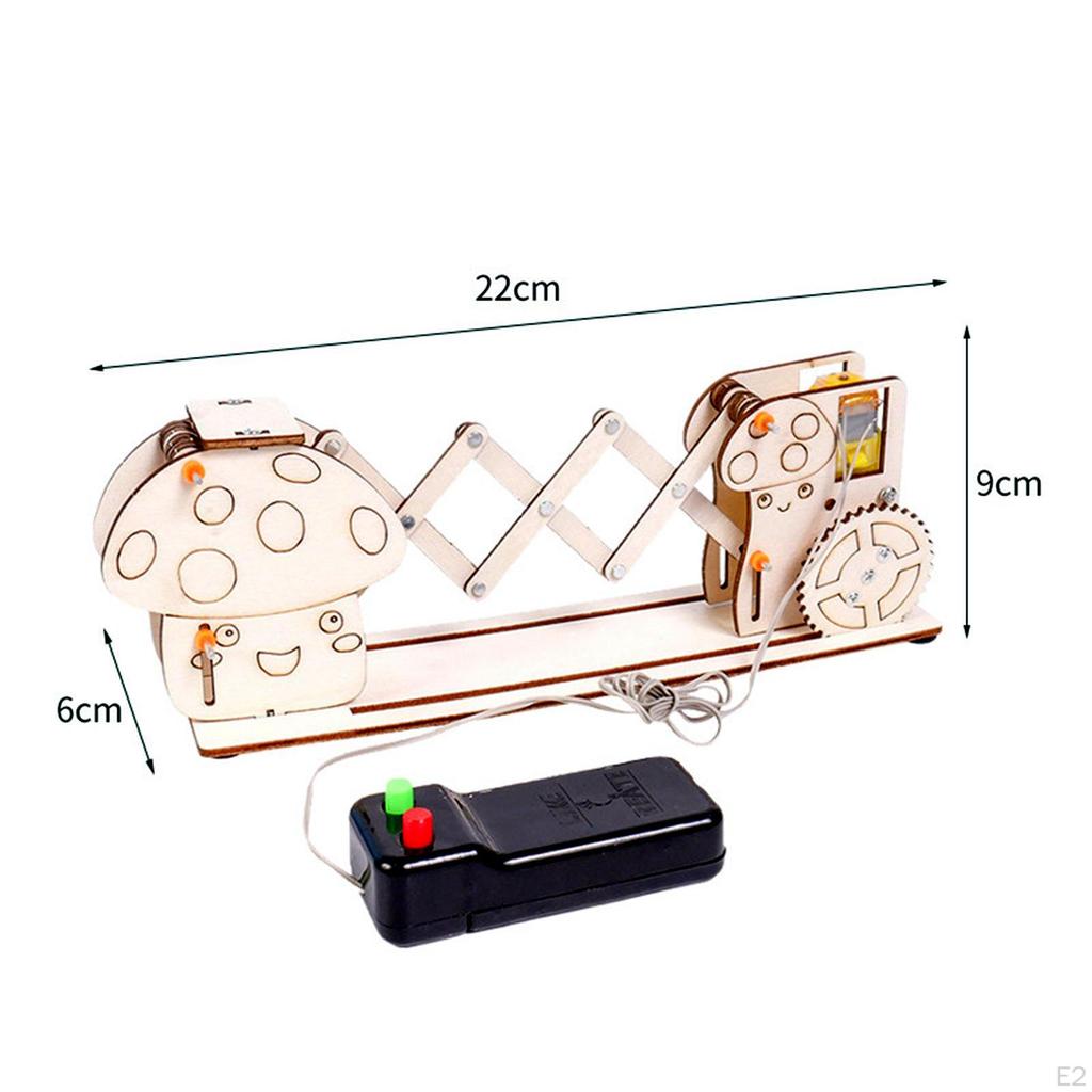 3D Wooden Puzzle Building Toys Electric Telescopic Door Model Physics Experiment with Switch Science