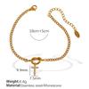 26 Alphabet Letter Bracelet With Rhinestone Accents Titanium Steel Chain Women Fashion OL Style Gold Tone