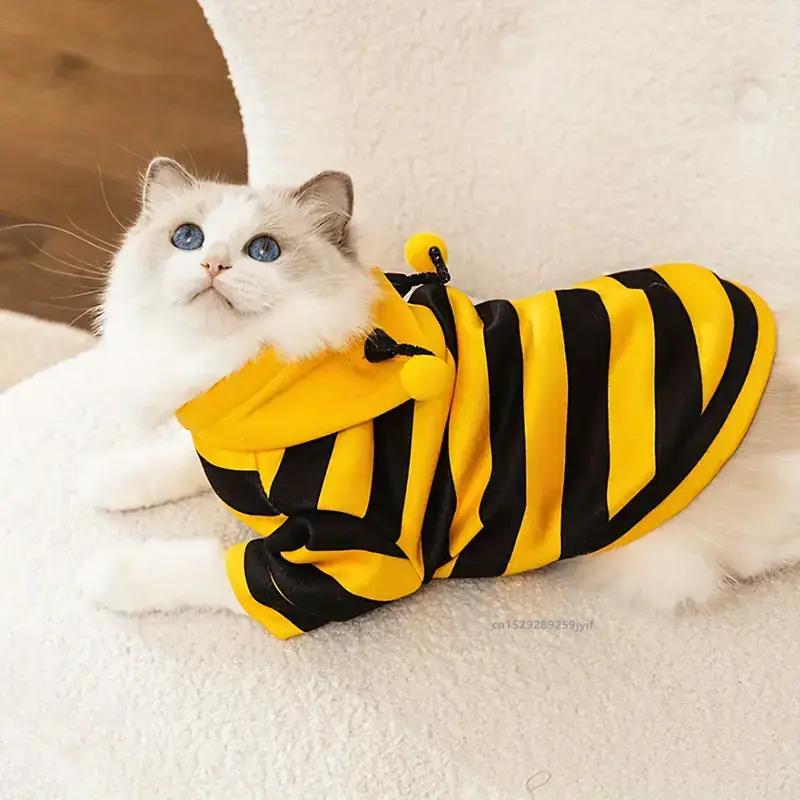 Dogs & Cats Bee Pet Puppy Coat Apparel Outfit Dog Hoodies Winter Warm Cat Cosplay Costume Holiday Outfit for Small Medium