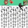 60PCS Reflective Bird Deterrent Rods, Suspension S, Spiral Wind Rod, Garden Bird Protection Decoration Garden Bird Repellent Tool