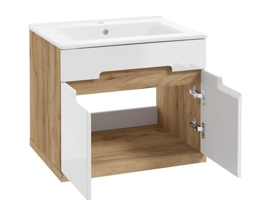 Wall-hung bathroom cabinet with washbasin, craft oak, 50 cm, Ronda New