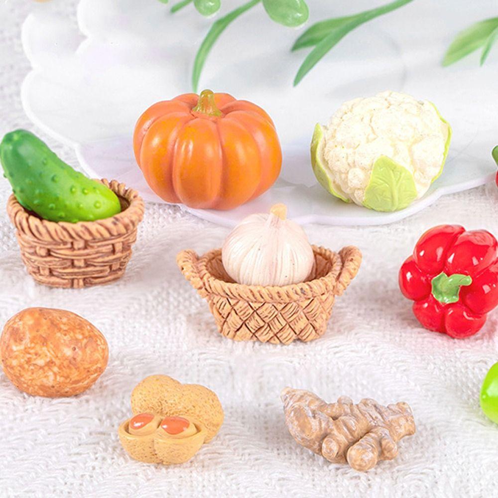 Mini Simulation Vegetable Basket Resin Crafts Vegetable Model  Fruit Prop Teaching