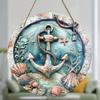 2D Flat 20cm Shell Anchor Ocean Wooden Wall Hanging Decor - Anchor Universal Holiday Wooden Pendant, Home Decoration, Welcome Sign Party Decor, Wood