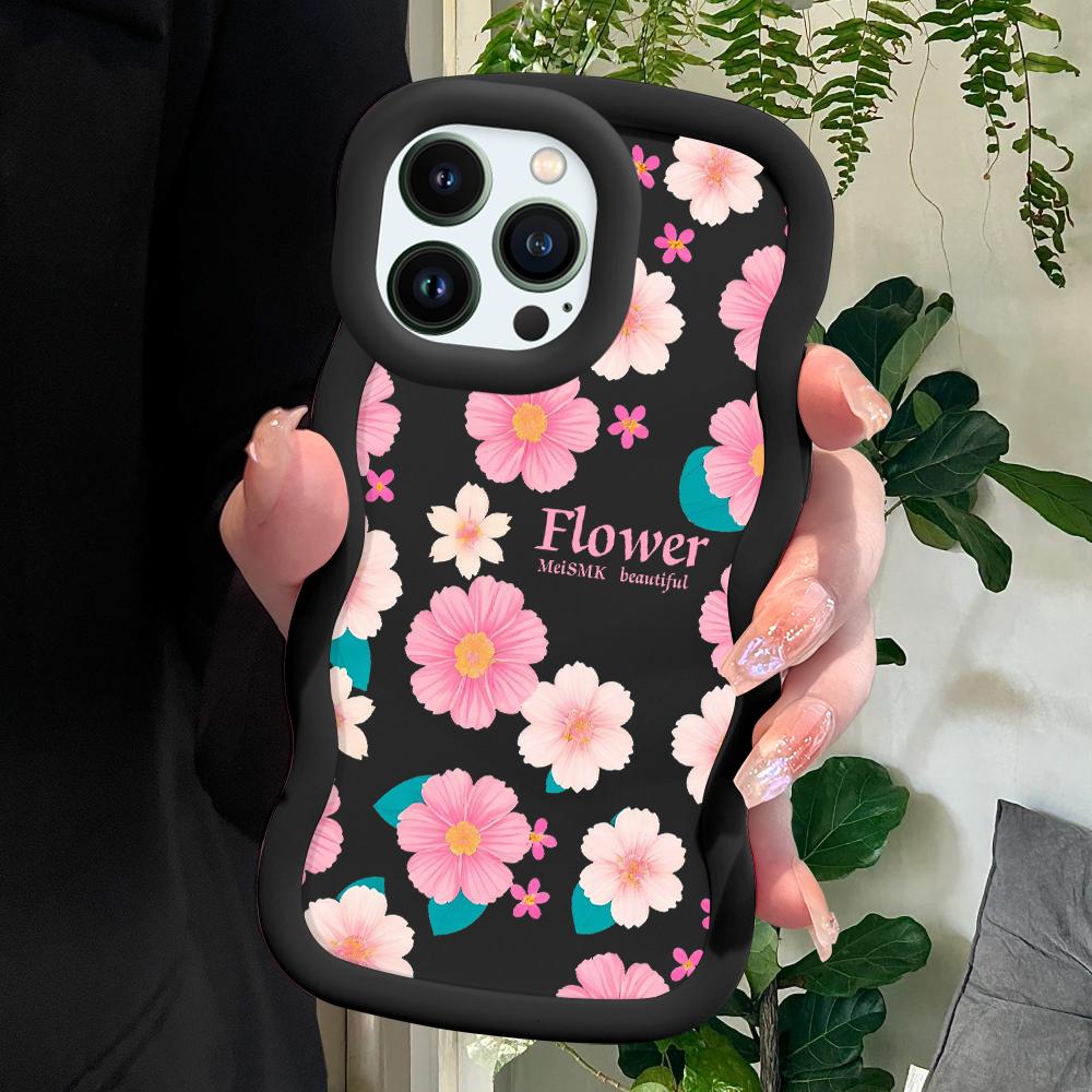 Чехол для телефона с милым цветочным узором для iPhone 11 12 13 14 15 Pro Max 6 6S 7 8 Plus Xs Wave Edge, противоударный защитный резиновый чехол
