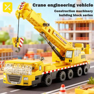 Нетоксичный Toylinx Строительная Техника Строительные Блоки Кран Игрушка Инженерный Транспорт Набор Кирпичей Выдвижная Стрела Вождение Строительные Игрушки Ребенок