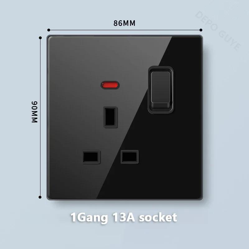 Стандарт Великобритании 20 Вт Type-C розетка для быстрой зарядки универсальный настенный выключатель света на 2 направления, черное закаленное стекло двойная 3-контактная USB розетка