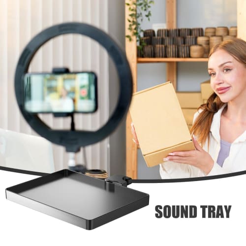 Microphone Stand Tray Mount, Mic Stand Tray Shelf | Adjustable Microphone Stand Accessory - Mic Stand Tray Clamp Mic Stand Attachment for Live Streami