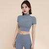 Lady Summer Yoga Top Thin Quick-drying Good Breathability Short Sleeves Waist-exposed Cropped Top Jogging Pilates Gym Exercise Top