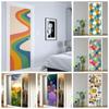PVC Full Door Stickers Wall Decoration Bedroom Kids Room Cartoon 3D Wallpaper Abstract Line Wardrobe Home Renovation Art Murals