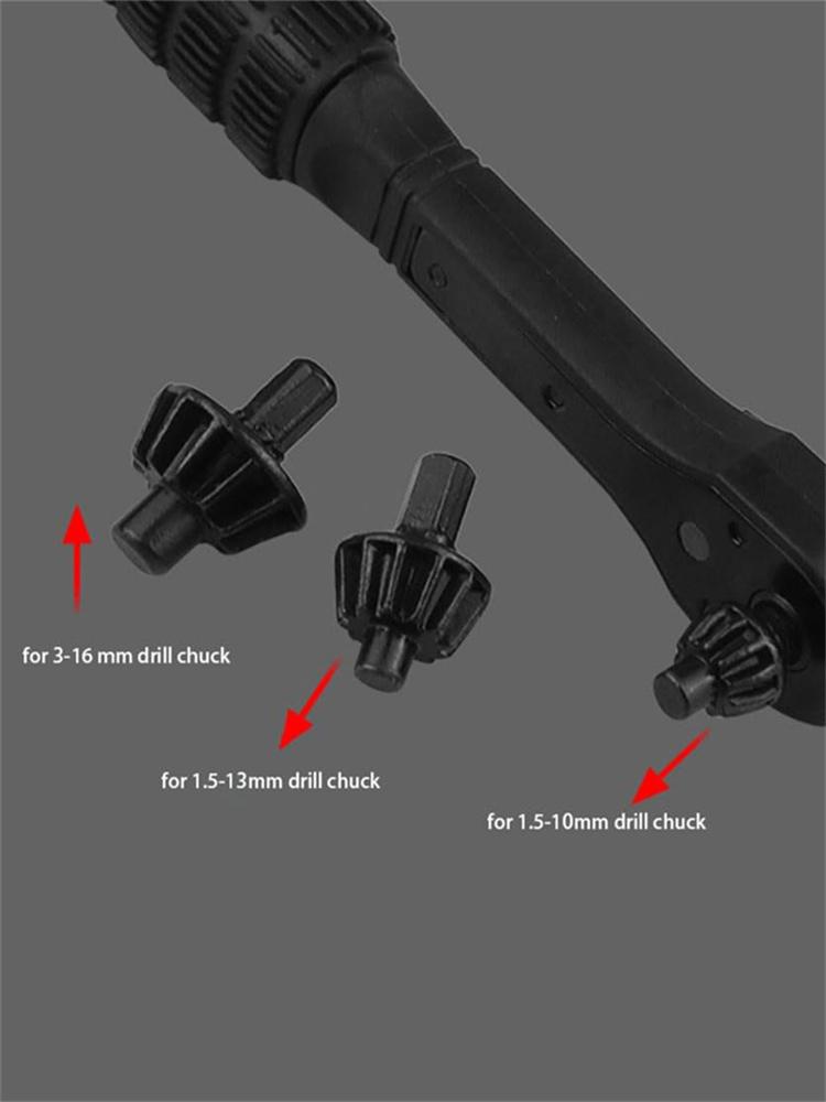 2 in 1 Drill Chuck Ratchet Spanner Wrench Electric Drill Tool Universal Chuck Key With 3 Socket Sizes 1.5-10mm 1.5-13mm 3-16mm
