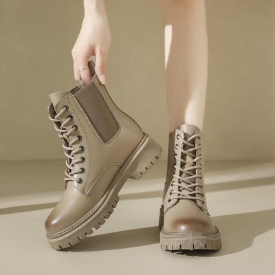 Модные короткие сапоги в британском стиле для женщин на осень-зиму 2024 года, новые модные короткие сапоги на толстой подошве для износостойких сапог на платформе