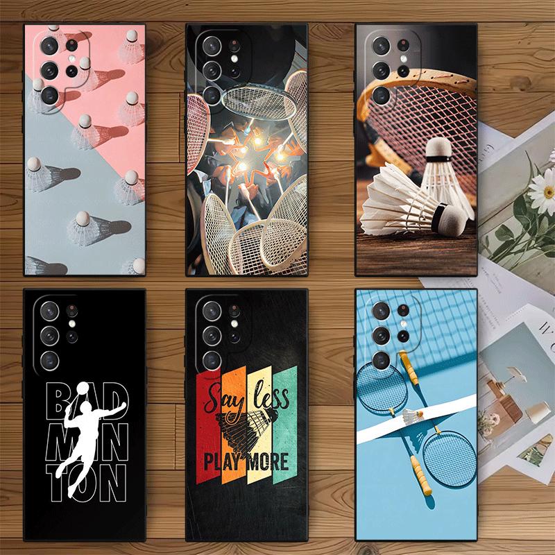 Badminton Sport Soft Phone Case for Samsung Galaxy S26 S25 Edge S24 Ultra S23 Plus S22 S21 FE S20 Black Cover Back Shell