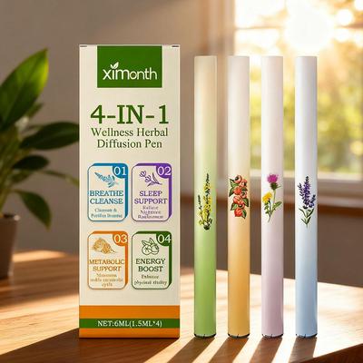 Ручка-освежитель воздуха 4 в 1, аромадиффузор для ароматерапии, травяной очиститель легких, мятное эфирное масло, снимает усталость, сонливость