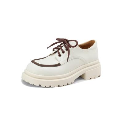 Туфли-оксфорды из спилковой кожи на платформе для женщин, весенние, повседневные, на шнуровке, на плоской подошве, женские, черные, бежевые, массивные, Zapatillas Mujer
